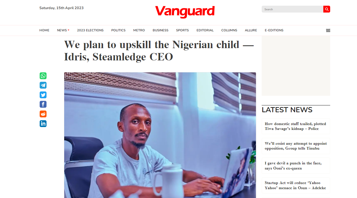 The Story of Steamledge Limited: Featured on Vanguard Newspaper
